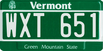 VT license plate WXT651