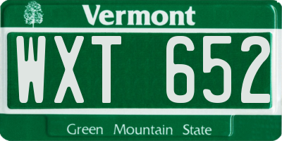 VT license plate WXT652
