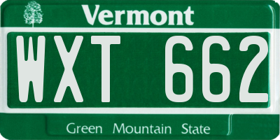VT license plate WXT662