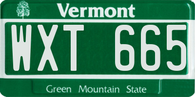 VT license plate WXT665