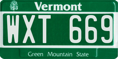 VT license plate WXT669