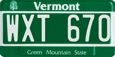 VT license plate WXT670