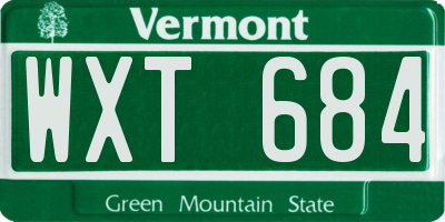 VT license plate WXT684