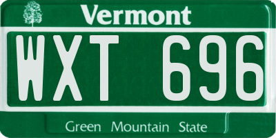 VT license plate WXT696