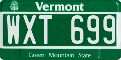 VT license plate WXT699