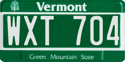 VT license plate WXT704