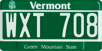 VT license plate WXT708