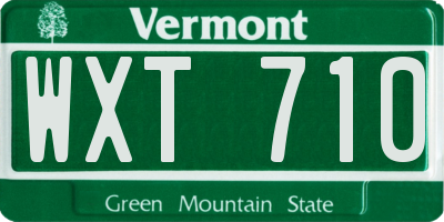 VT license plate WXT710