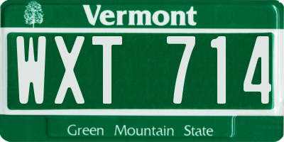 VT license plate WXT714