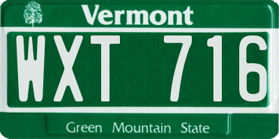 VT license plate WXT716