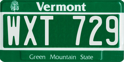 VT license plate WXT729