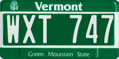 VT license plate WXT747