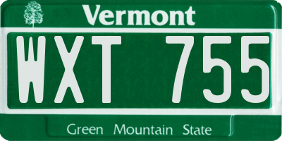 VT license plate WXT755