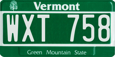 VT license plate WXT758