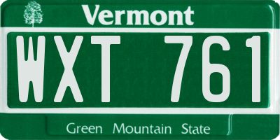 VT license plate WXT761