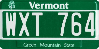 VT license plate WXT764