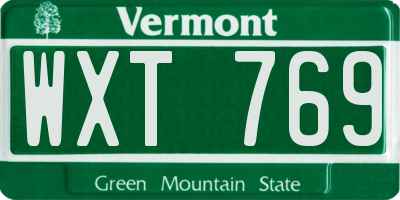 VT license plate WXT769