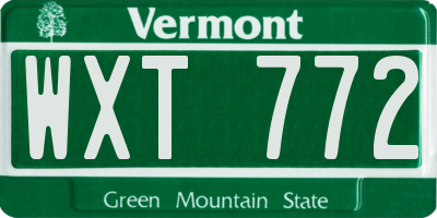 VT license plate WXT772