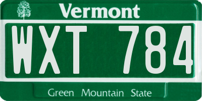 VT license plate WXT784
