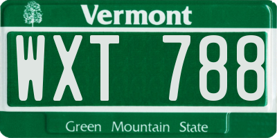 VT license plate WXT788