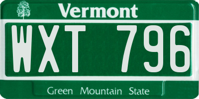 VT license plate WXT796