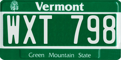 VT license plate WXT798