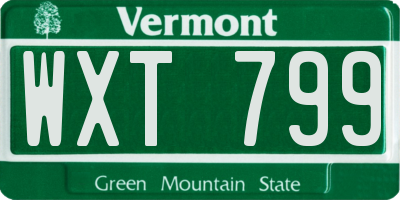 VT license plate WXT799