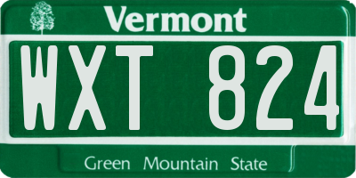 VT license plate WXT824