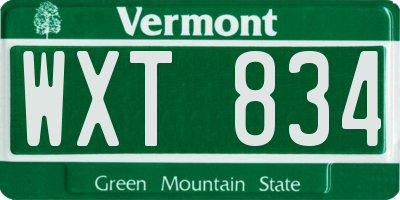 VT license plate WXT834