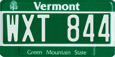 VT license plate WXT844