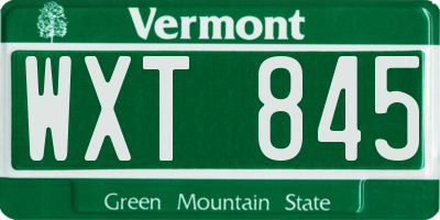 VT license plate WXT845