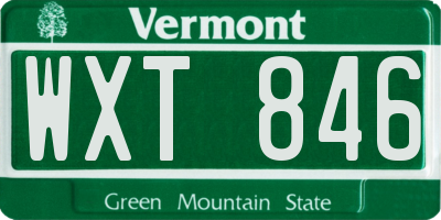 VT license plate WXT846