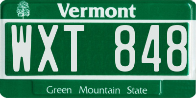 VT license plate WXT848
