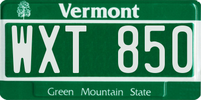 VT license plate WXT850