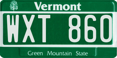 VT license plate WXT860