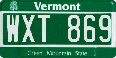 VT license plate WXT869