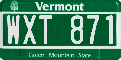 VT license plate WXT871