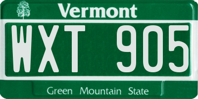 VT license plate WXT905