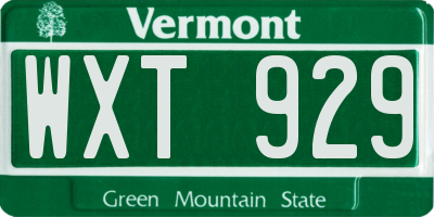 VT license plate WXT929
