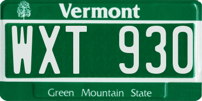 VT license plate WXT930