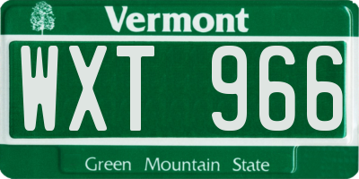 VT license plate WXT966