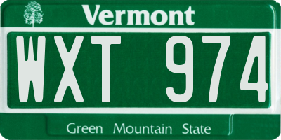 VT license plate WXT974