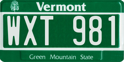 VT license plate WXT981