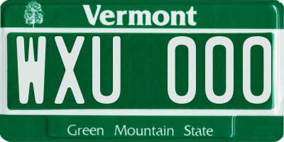 VT license plate WXU000