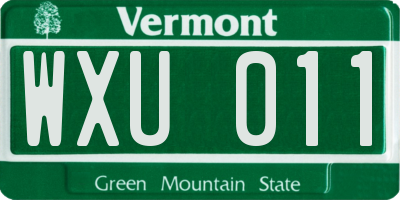 VT license plate WXU011