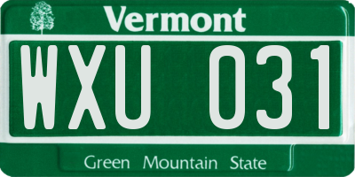 VT license plate WXU031