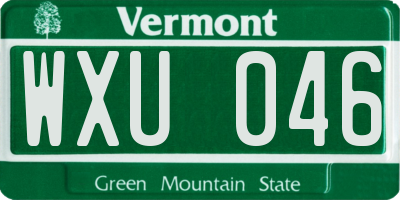 VT license plate WXU046