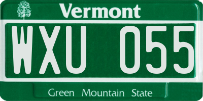 VT license plate WXU055