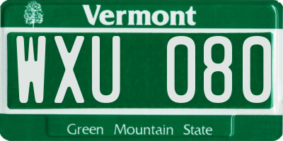 VT license plate WXU080
