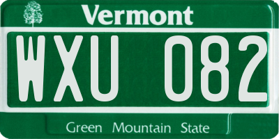 VT license plate WXU082